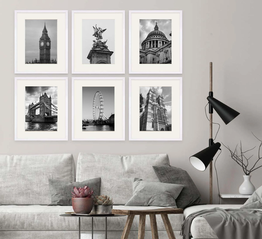 Zestaw 6 Plakatów, Galeria Londyn Galeria, Czarno Białe Plakaty, Biała Galeria Fotografii, Zdjęcia, Uk