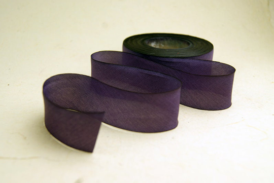 Hand Dyed Silk Ribbon - Purple Blend 069 3 Yards Bias Cut Length Five Widths 1/2", 5/8", 1", 1.5", 2.5"