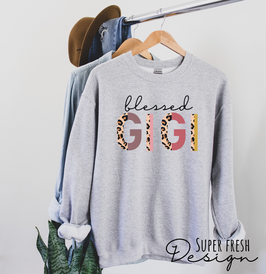 Gigi Sweatshirt, Sweater, Leopard Print, Gift, Grandmother Gift For Gigi, New Pregnancy Announcement Reveal