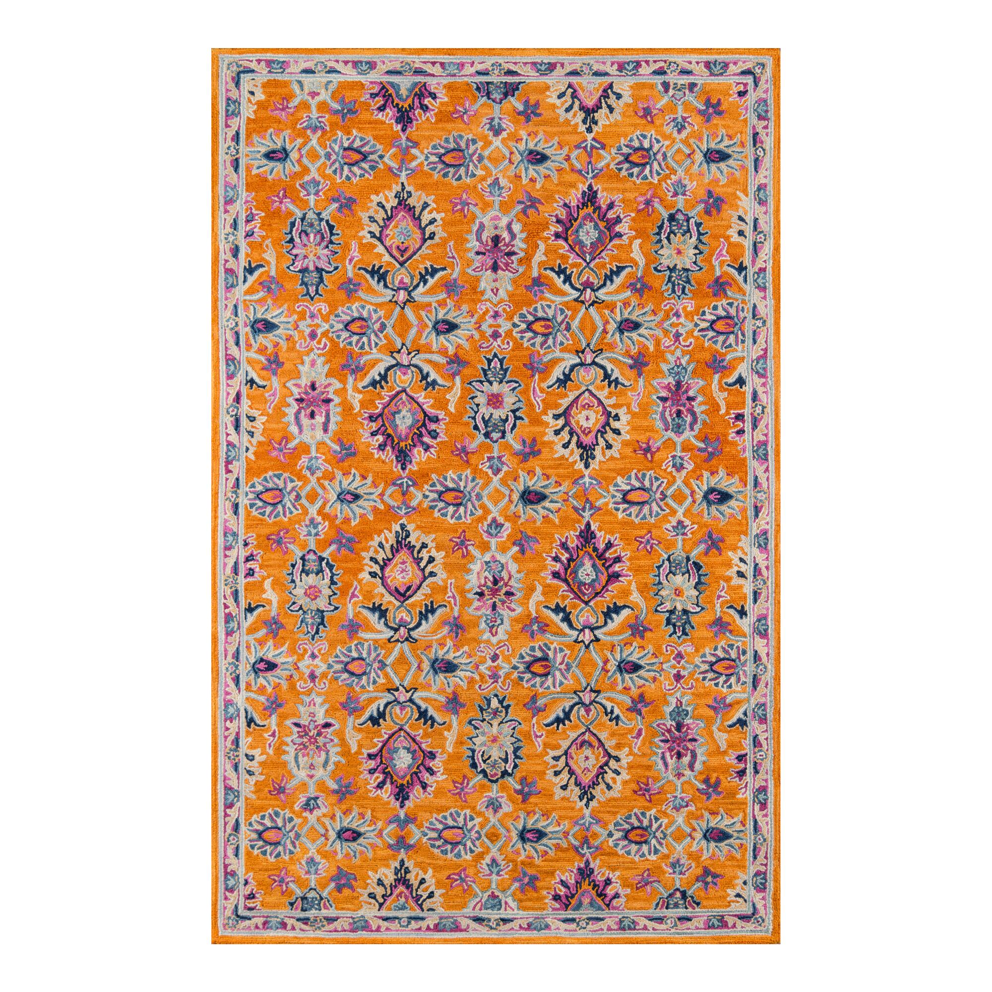 Orange Floral Tufted Wool Kelani Area Rug by World Market