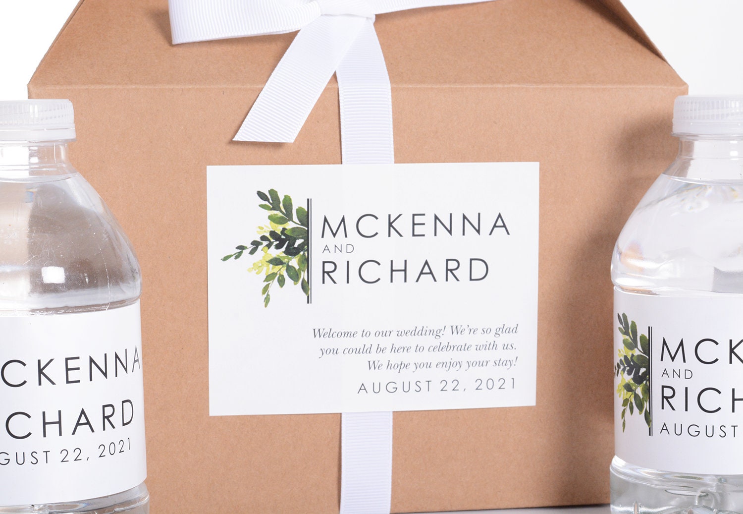 Greenery Wedding Stickers - Welcome Bag Box Custom Favor Leaf Labels #wdib-360