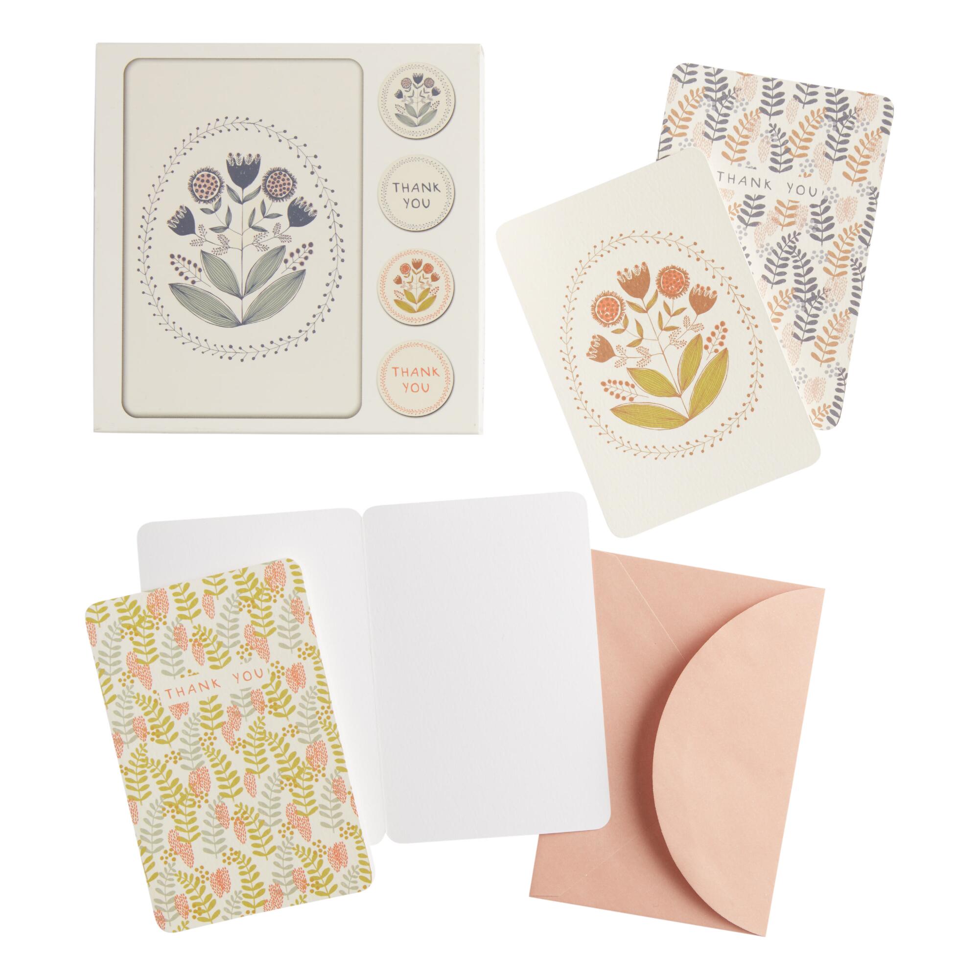Jen Hewett Red & Blue Florence Thank You Notecards 12 Count: Multi - Paper by World Market