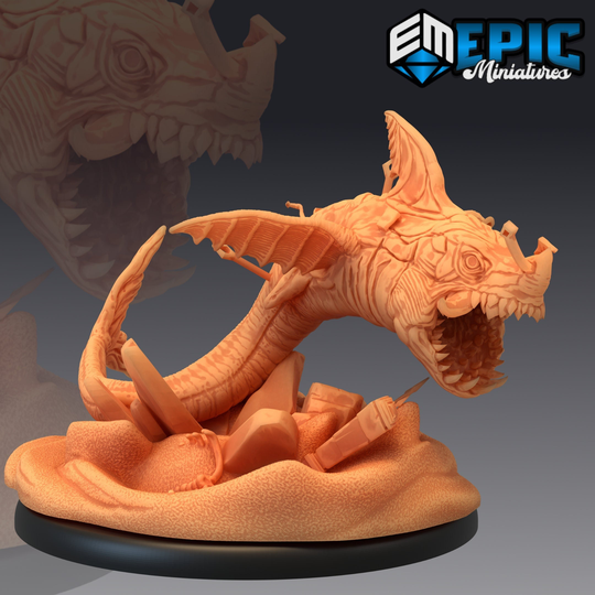 Sand Shark Miniature, High Quality Tabletop Rpg 3D Printed, Great For Dungeons & Dragons, Pathfinder Other Ttrpg