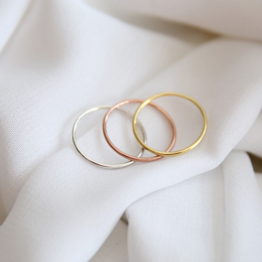 14K Solid Gold Stacking Ring, Thin Ring, Dainty Stackable Ring, Real Ring, Minimalist Ring, Jx11