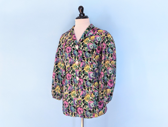 Vintage 80S Multi Color Floral Jacket, 1980S Lightweight Tailored Blazer