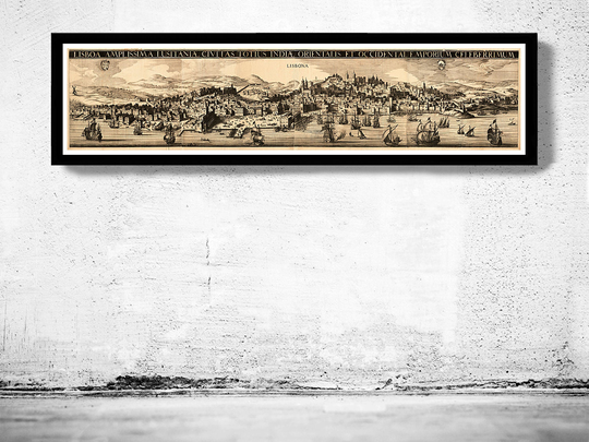 Old Map Of Lisbon Lisboa Portugal 1709 Antique Panoramic | Vintage Poster Wall Art Print
