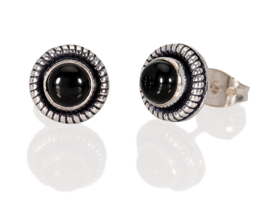 Black Studs, Earrings For Women, Gemstone Earrings, Unique Jewelry, Post Onyx Stud Button Earrings