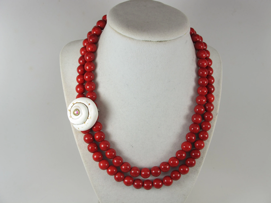 Chunky Red Turquoise & White Necklace, Multi Strand Statement Stone Necklace Flower