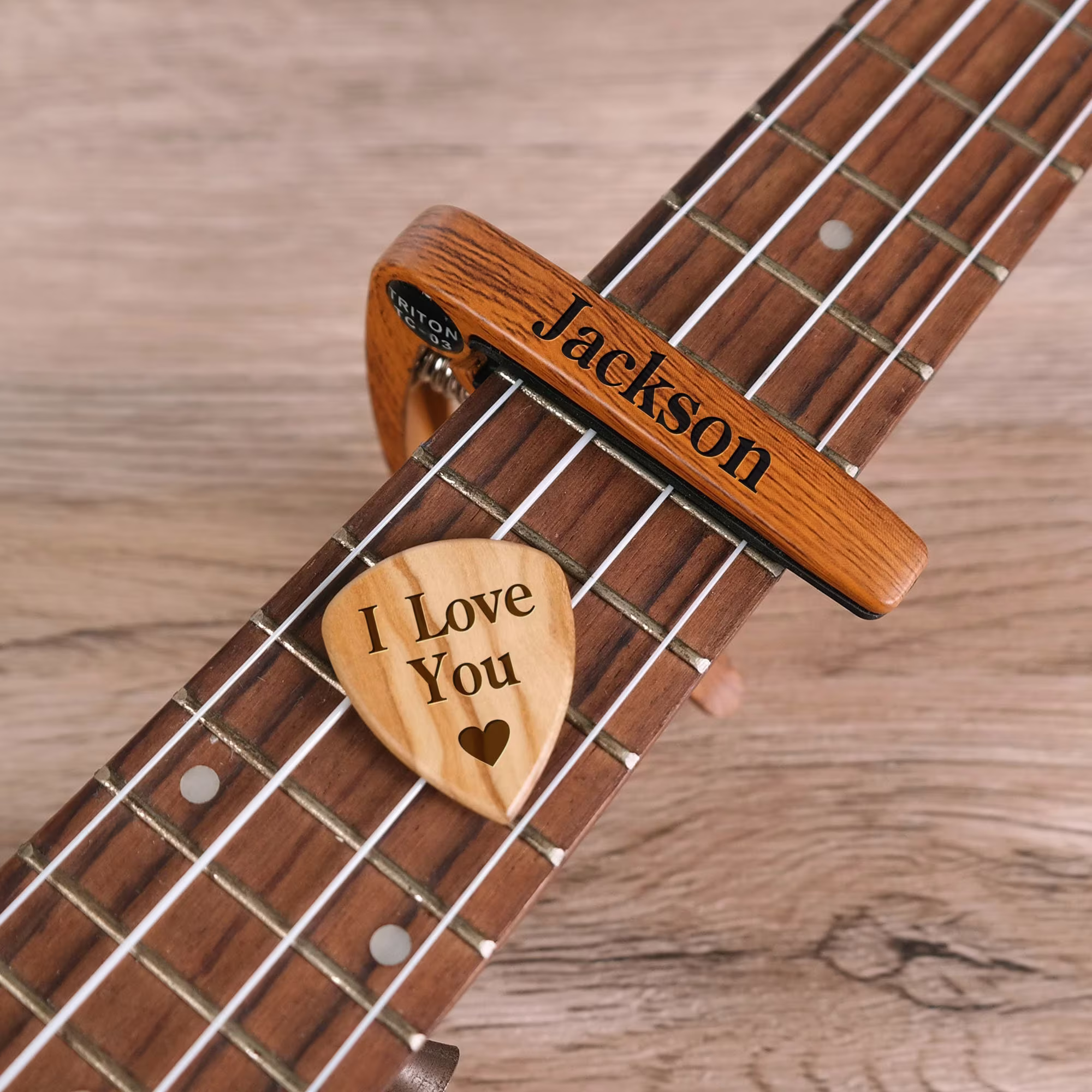 Personalized Metal Guitar Capo, Pick, Custom Message, Valentines Gift, Birthday Christmas Gift For Guitarists, Musician