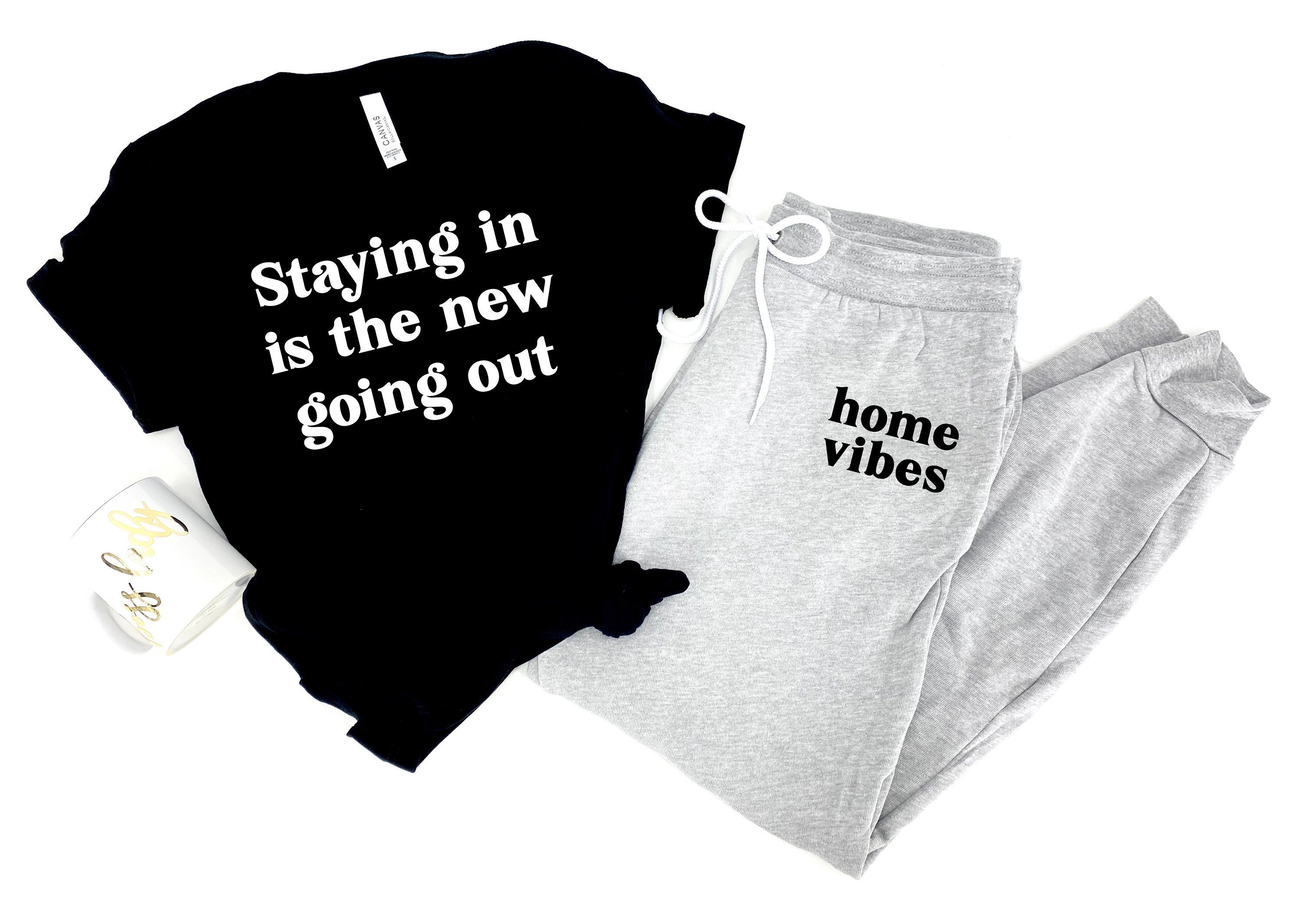 Staying Home Outfit, Quarantine Loungewear, Stay Attire Vibes Sweats, The New Normal Pj Set, Clothing