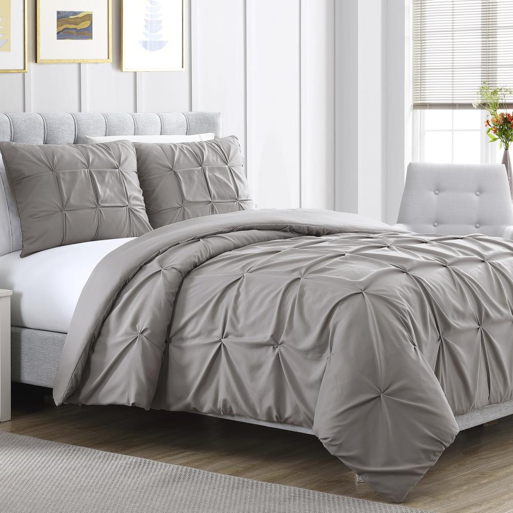 Amrapur Overseas Embellished duvet set Gray Multi Reversible Queen Duvet (Blend with Polyester Fill) | 3MFDVTFE-ELG-QN