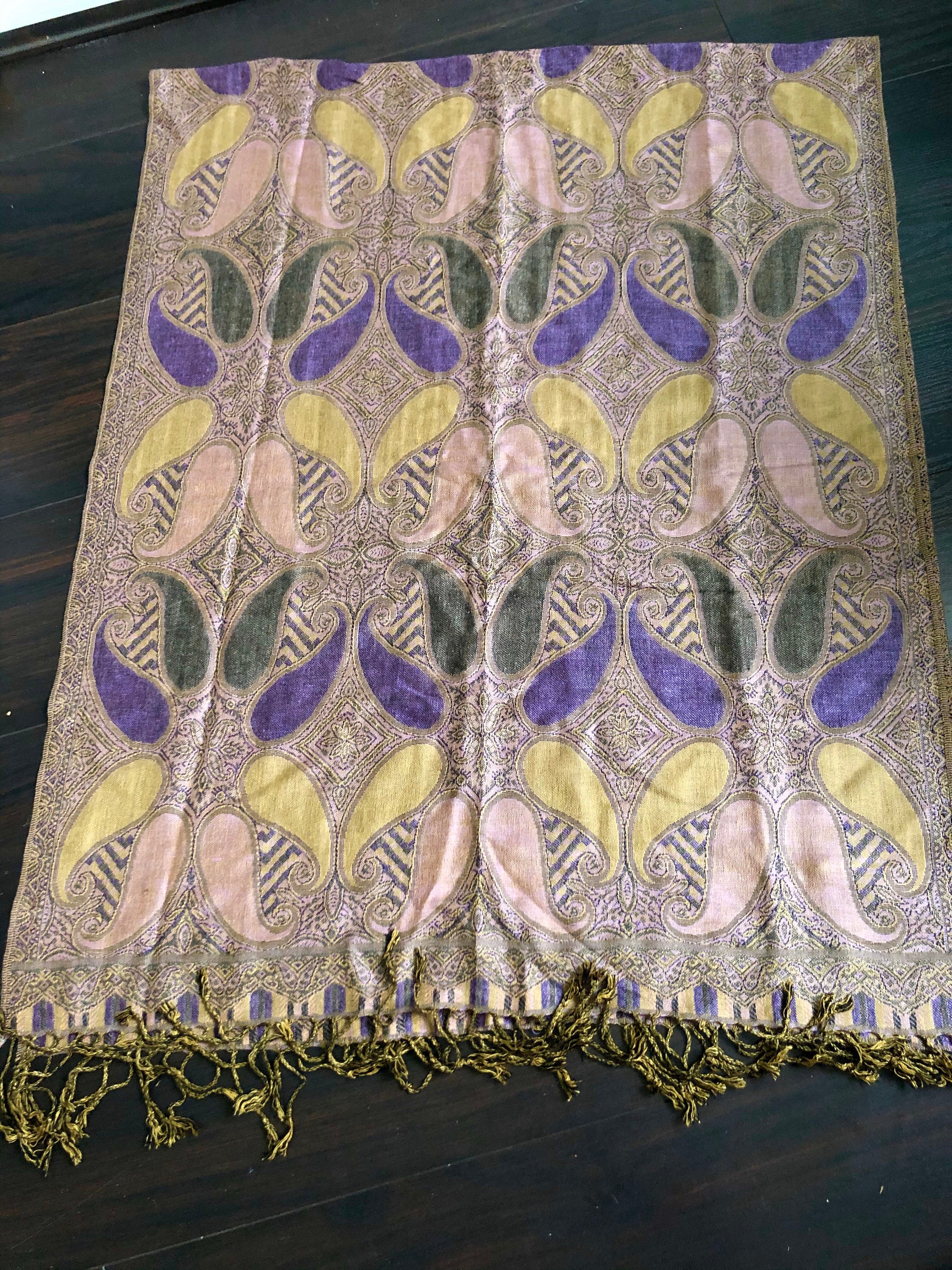 Vintage 90S Pashmina Shimmery Silk Blend Scarf