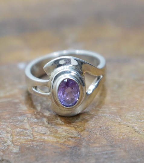 Ring Sterling Silver Amethyst Stone