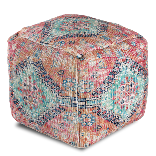 Anji Mountain Casual Red, Green Polyester/Polyester Blend Square Ottoman | AMBPF009-1818