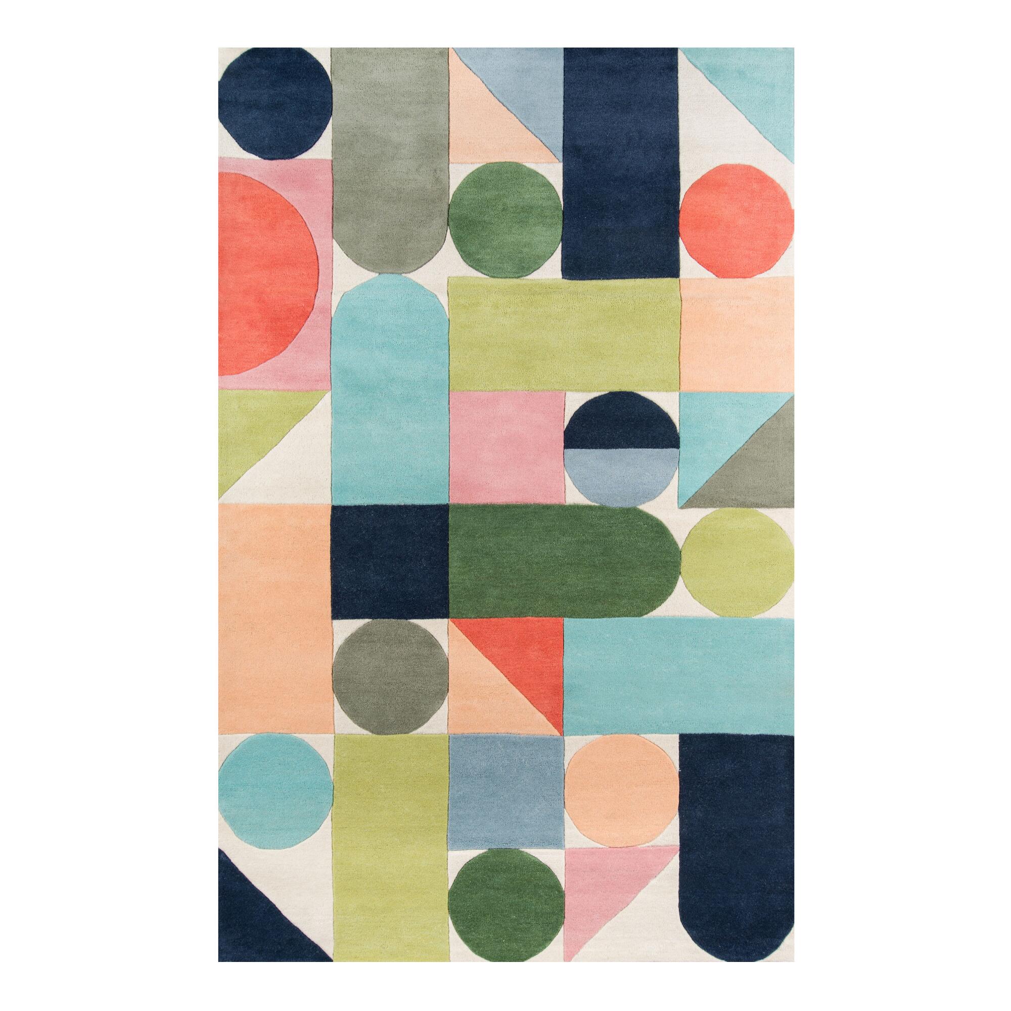 Multicolor Modern Geometric Wool Maureen Area Rug by World Market