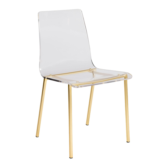 Clear Acrylic And Gold Morris Dining Chair Set Of 2: White/Gold by World Market