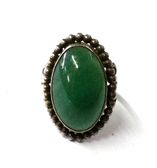 sterling Silver & Green Chrysoprase Ring Size 6