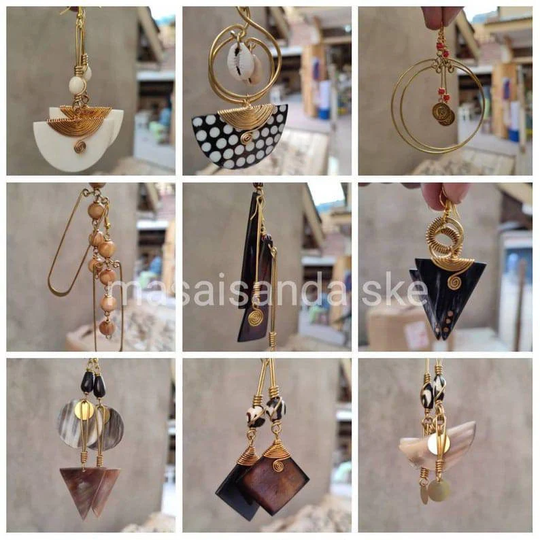 9 Pcs Wholesale Earrings, Brass Brass Maasai Assorted