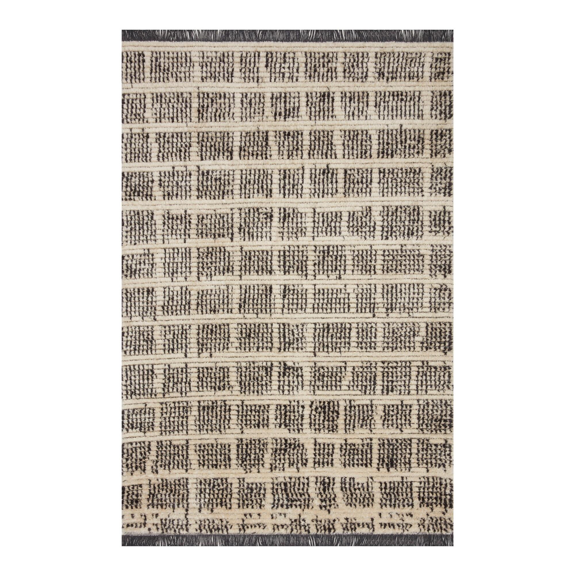 Black and Natural Grid Axel Area Rug: Black/Natural - Polyester - 8' x 10' by World Market