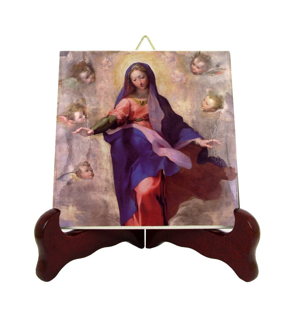 Catholic Gifts - The Blessed Virgin Immaculate Religious Icon On Tile Holy Art Faith Pray Devotional Gifts Ave Maria