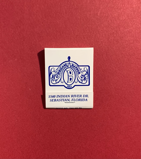 Vintage Matchbook, Hurricane Harbor, Restaurant, Sebastian, Florida, with 20 Match Sticks, Free Ship in Usa