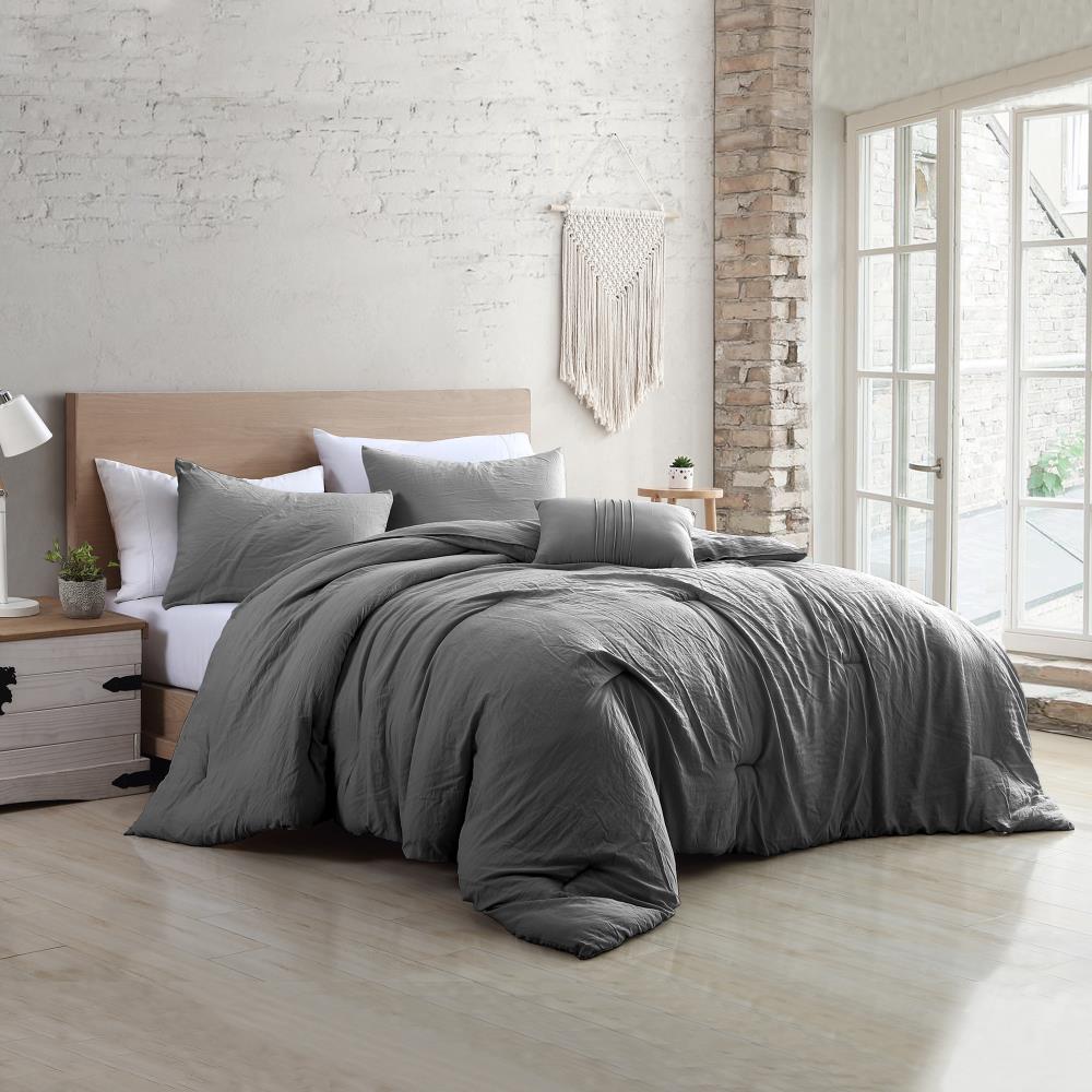 Amrapur Overseas Garment washed comforter set Gray Multi Reversible Queen Comforter (Blend with Polyester Fill) | 3MLTICSE-BGY-QN