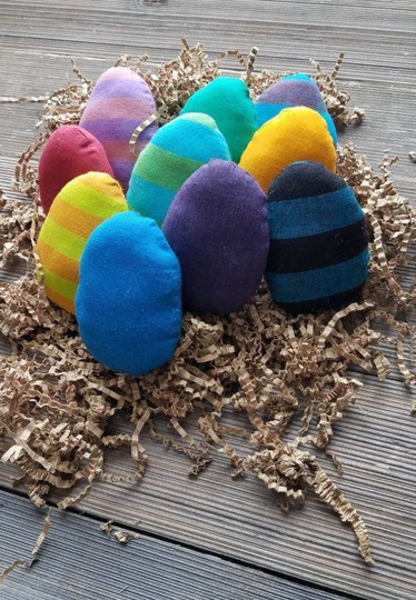 Colorful Stuffed Eggs, Easter Eggs, Easter, Egg Ornies, Egg Bowl Fillers, Stripped Eggs, Solid Eggs, Set Of 10 Eggs