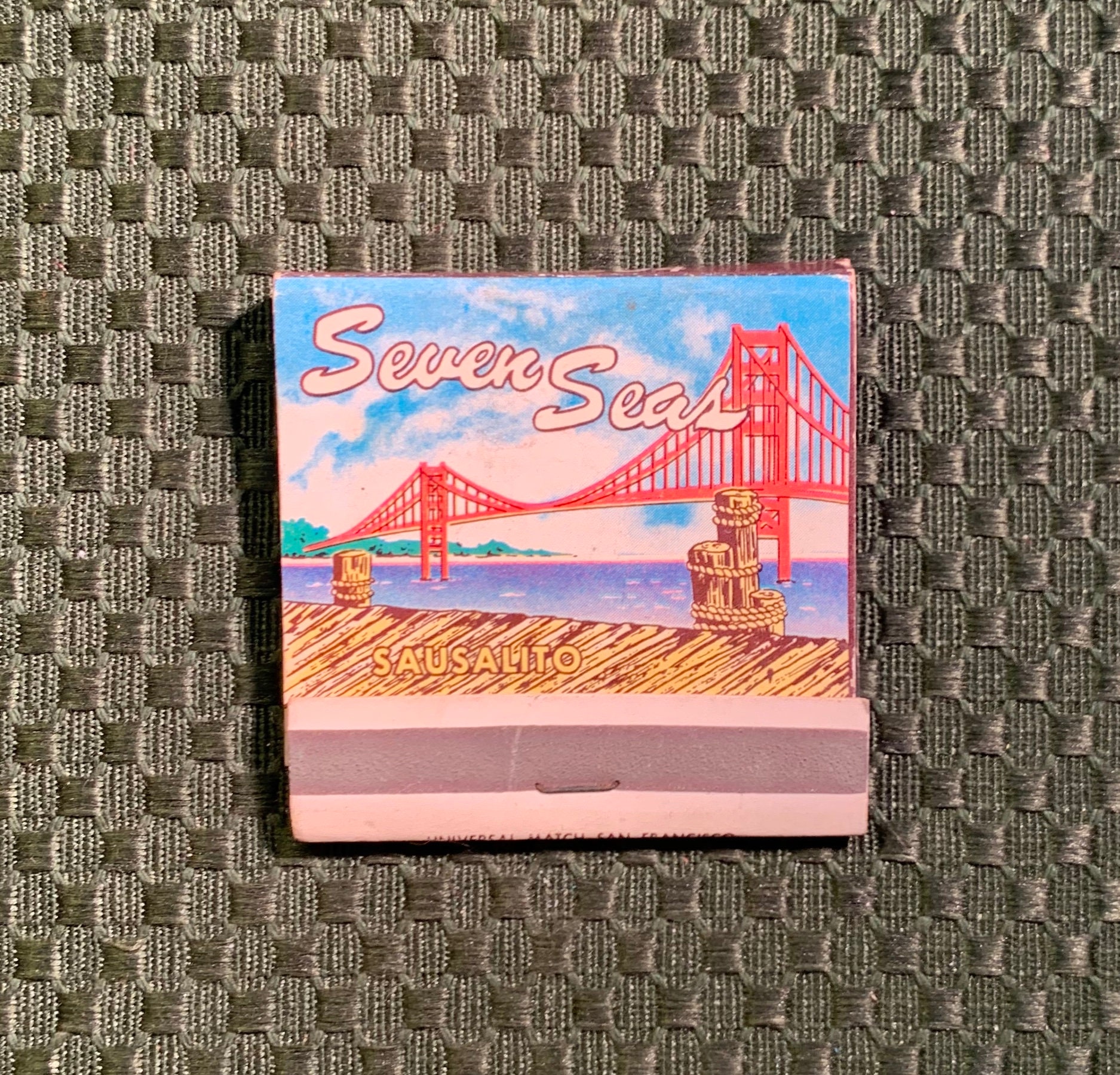 Vintage Matchbook, Seven Seas, Seafood, Restaurant, Sausalito, California, Front Strike, with All 28 Match Sticks, Free Ship in Usa