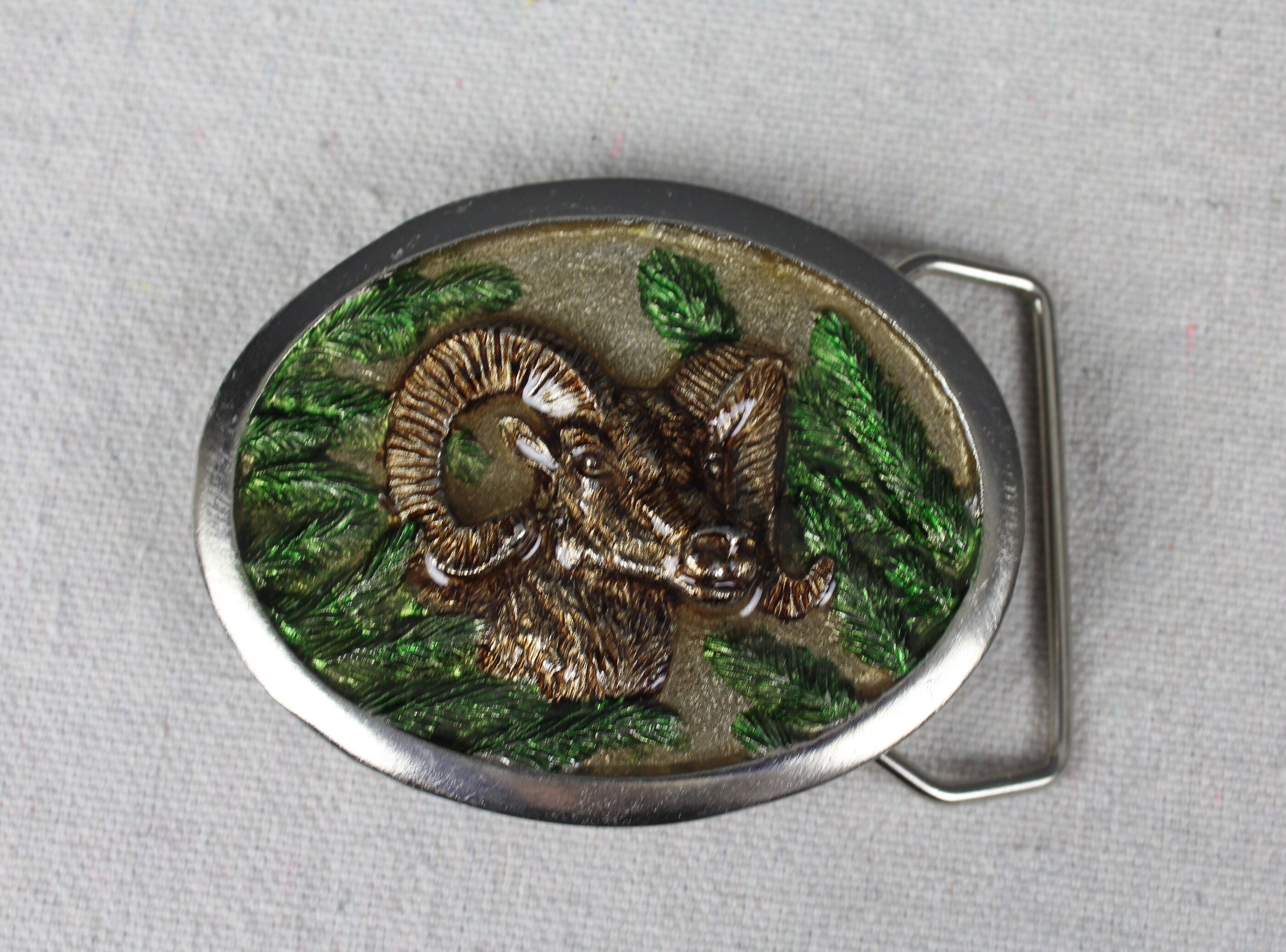Vintage 80's 1981 Rocky Mountain Bighorn Ram Ultra Ent Belt Buckle Paula Freed