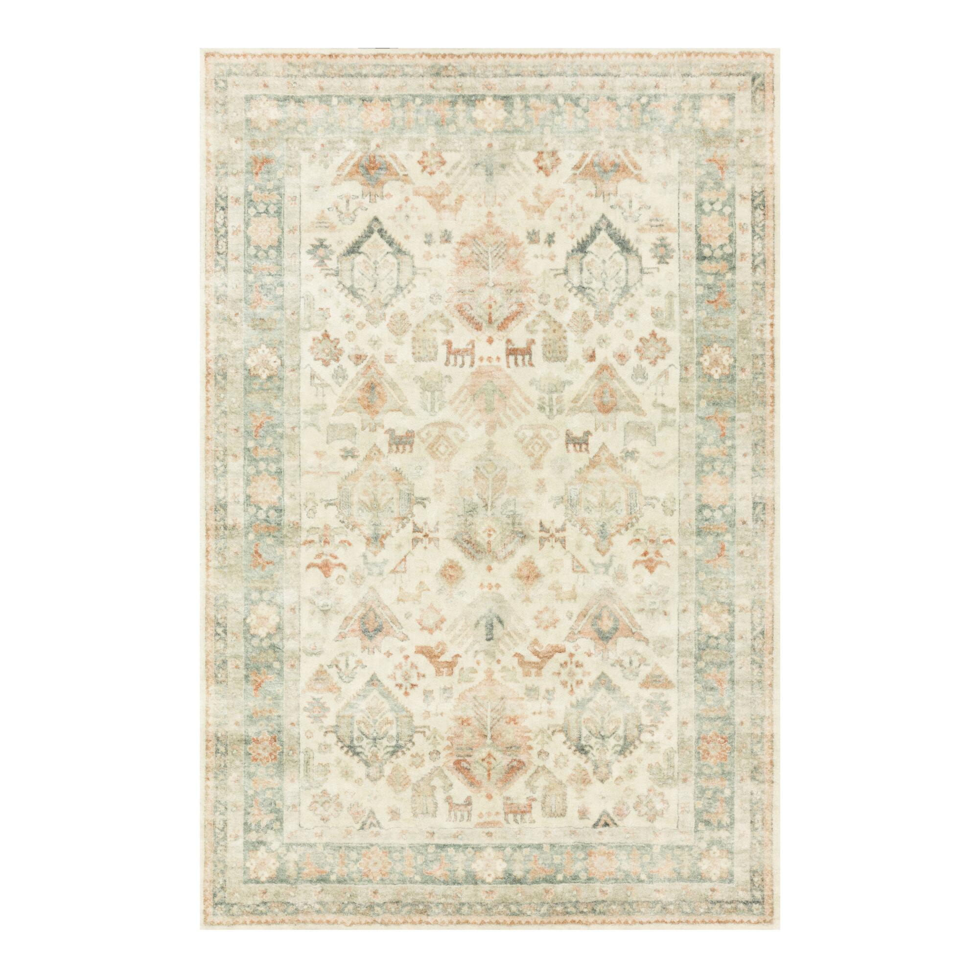 Light Green Distressed Gabbeh Style Kai Area Rug - Polyester - 8' x 10' by World Market