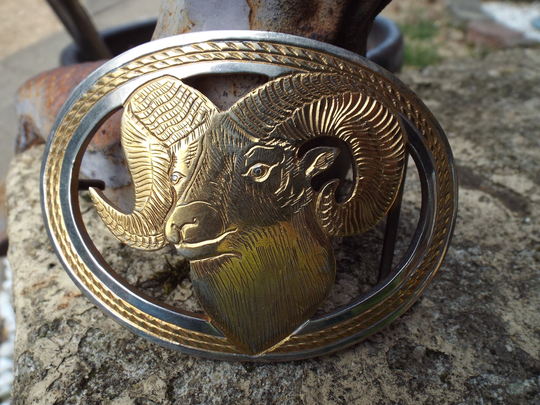Gorgeous Golden Ram Head Belt Buckle-Made Extremely Well