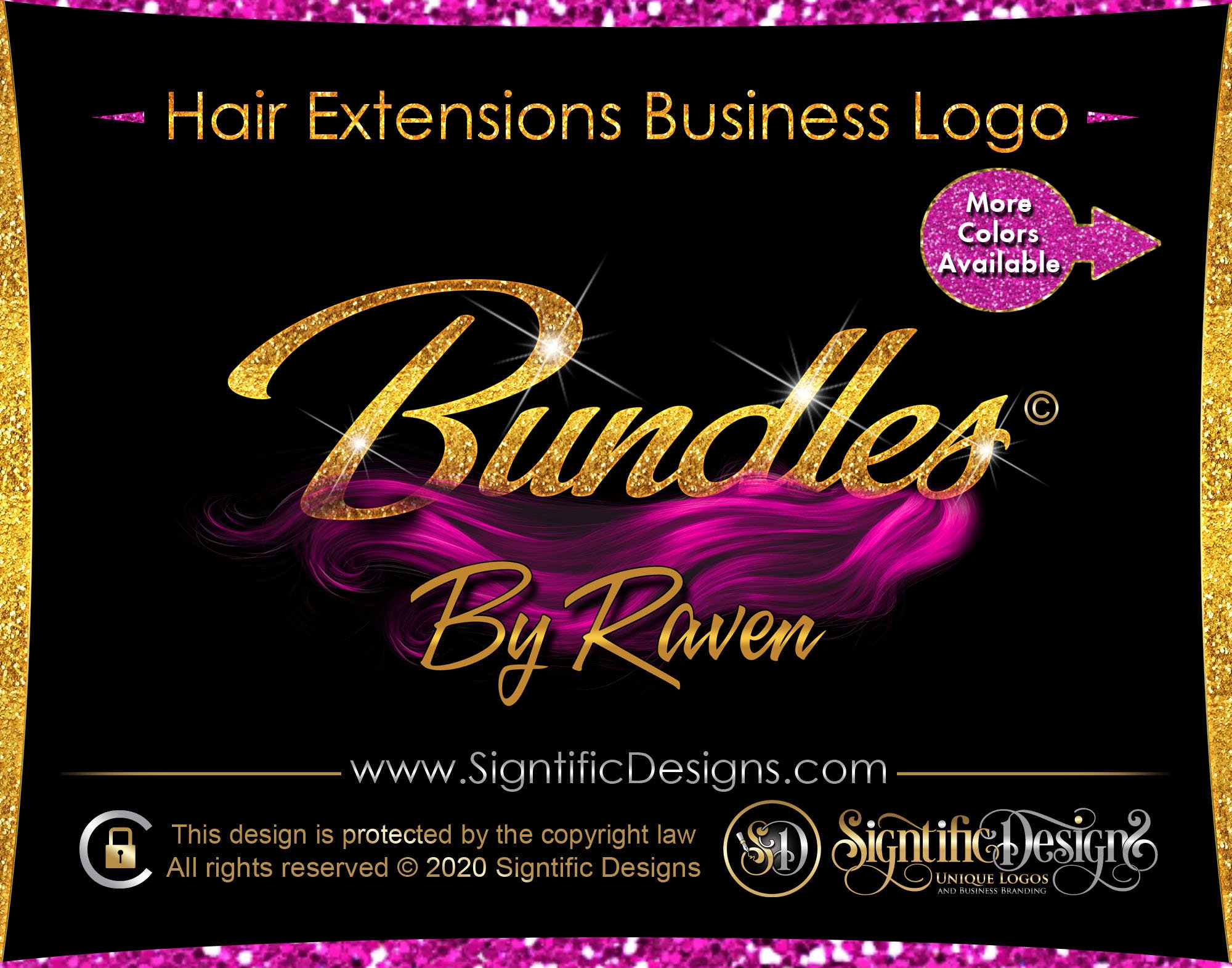 Hair Company Logo, Extensions Glitter Bling Wig Bundle Branding, Logo Revamp Design, Rebranding