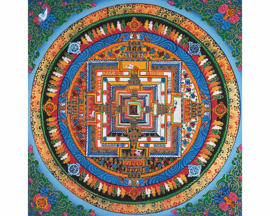Buddhist Kalachakra Mandala Thangka | Tibetan Handpainted Artwork Spiritual Asian Art Realigious Wall Hanging Decorations Gift Ideas