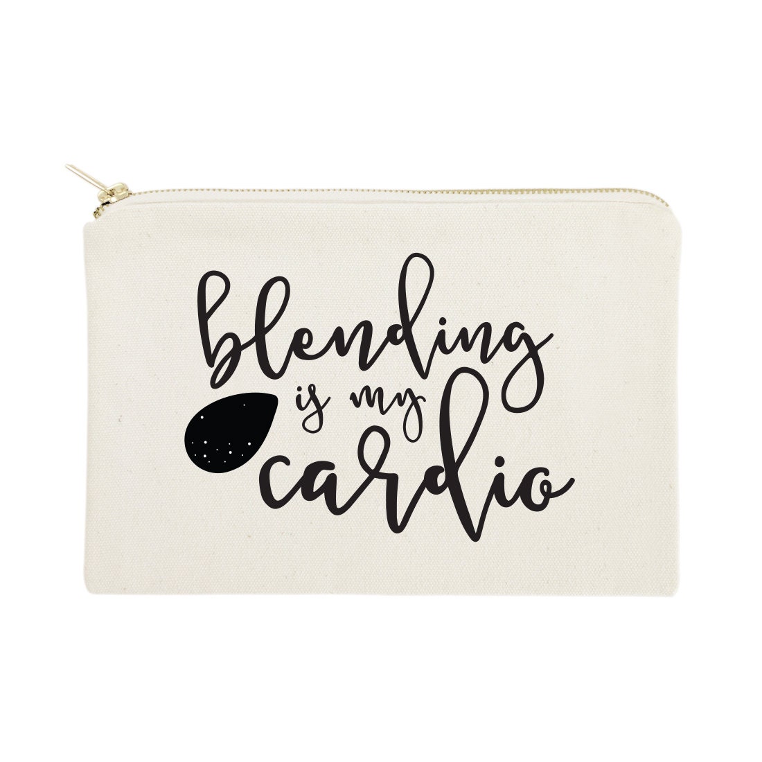 Blending Is My Cardio Cotton Canvas Cosmetic Bag, Toiletry Bag & Travel Makeup Pouch - Bridesmaid Gift, Wedding Favor, Gifts For Her