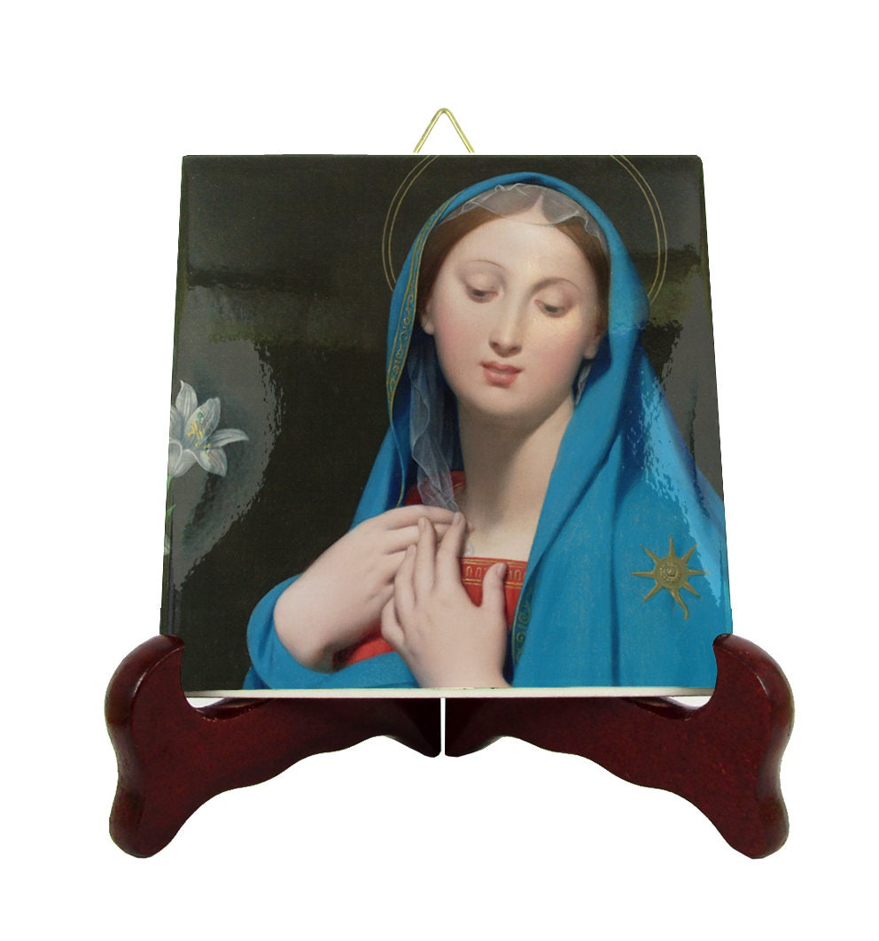 Virgin Of The Adoption - Mother Mary Icon On Tile From A Religious Painting By Ingres Catholic Decor Gifts
