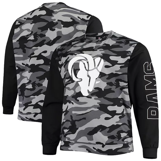 Men's FOCO Black Los Angeles Rams Camo Long Sleeve T-Shirt, Size: Medium