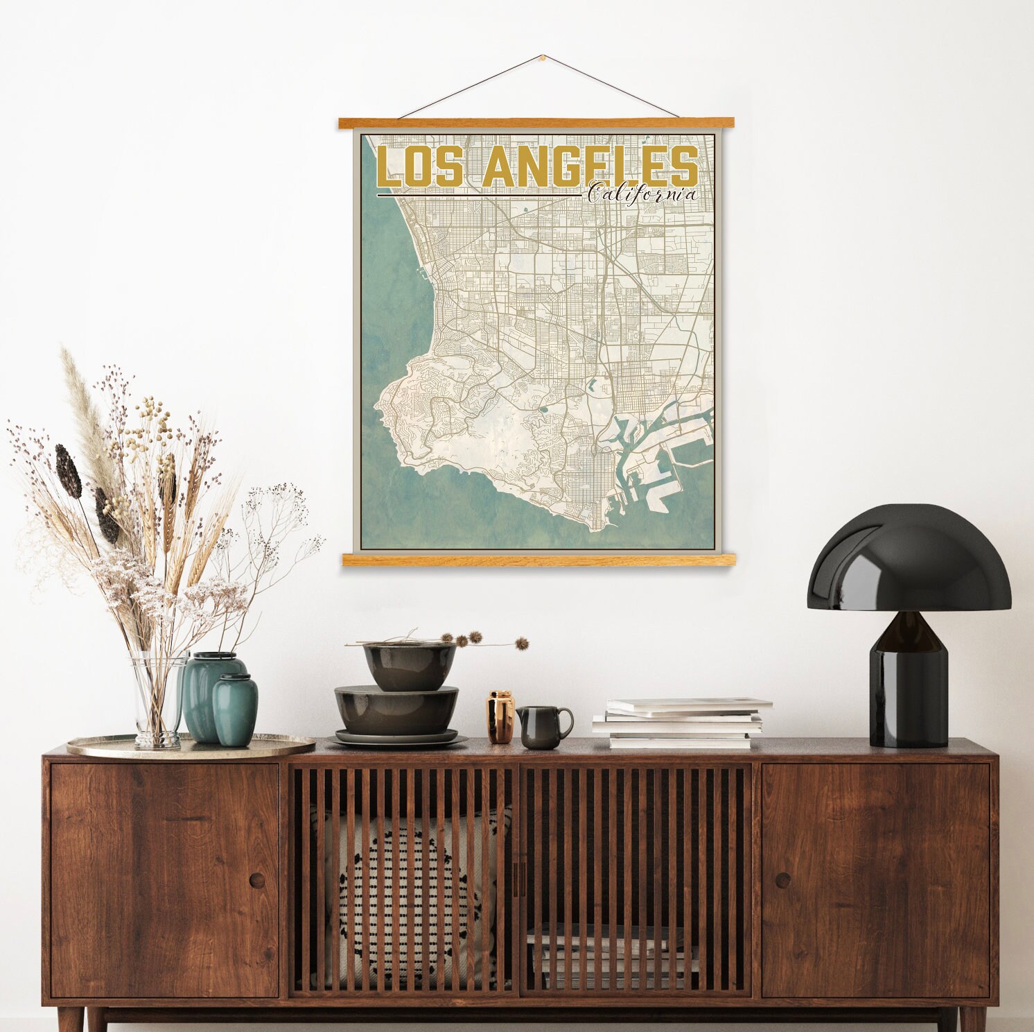 Los Angeles California Nautical Street Map | Hanging Canvas Of Printed Marketplace