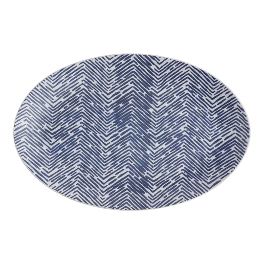 Blue And White Chevron Raia Serving Platter - Stoneware by World Market