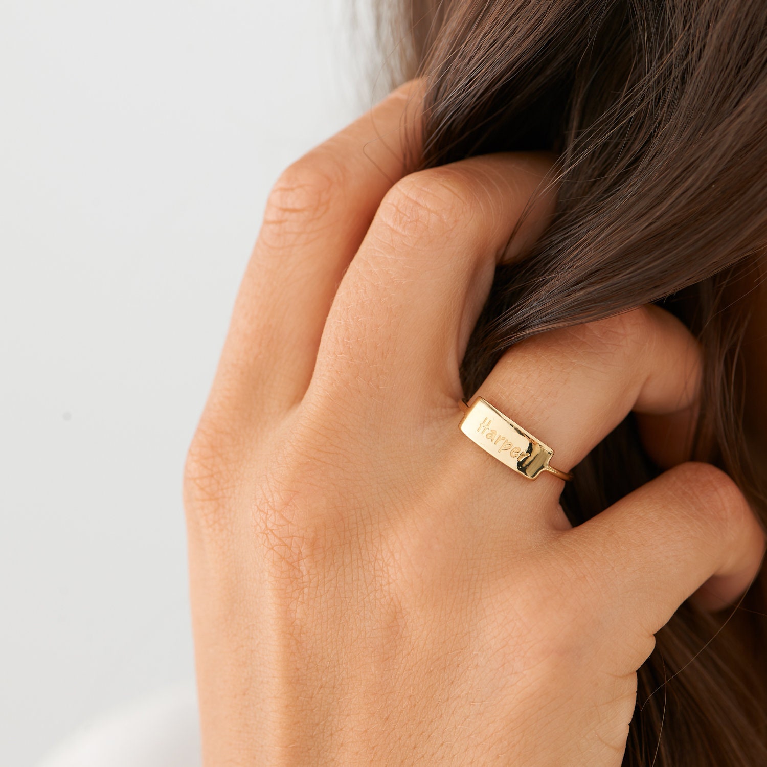 Personalize Bar Ring Custom Name Stamped Sterling Silver Personalized Gift For Her