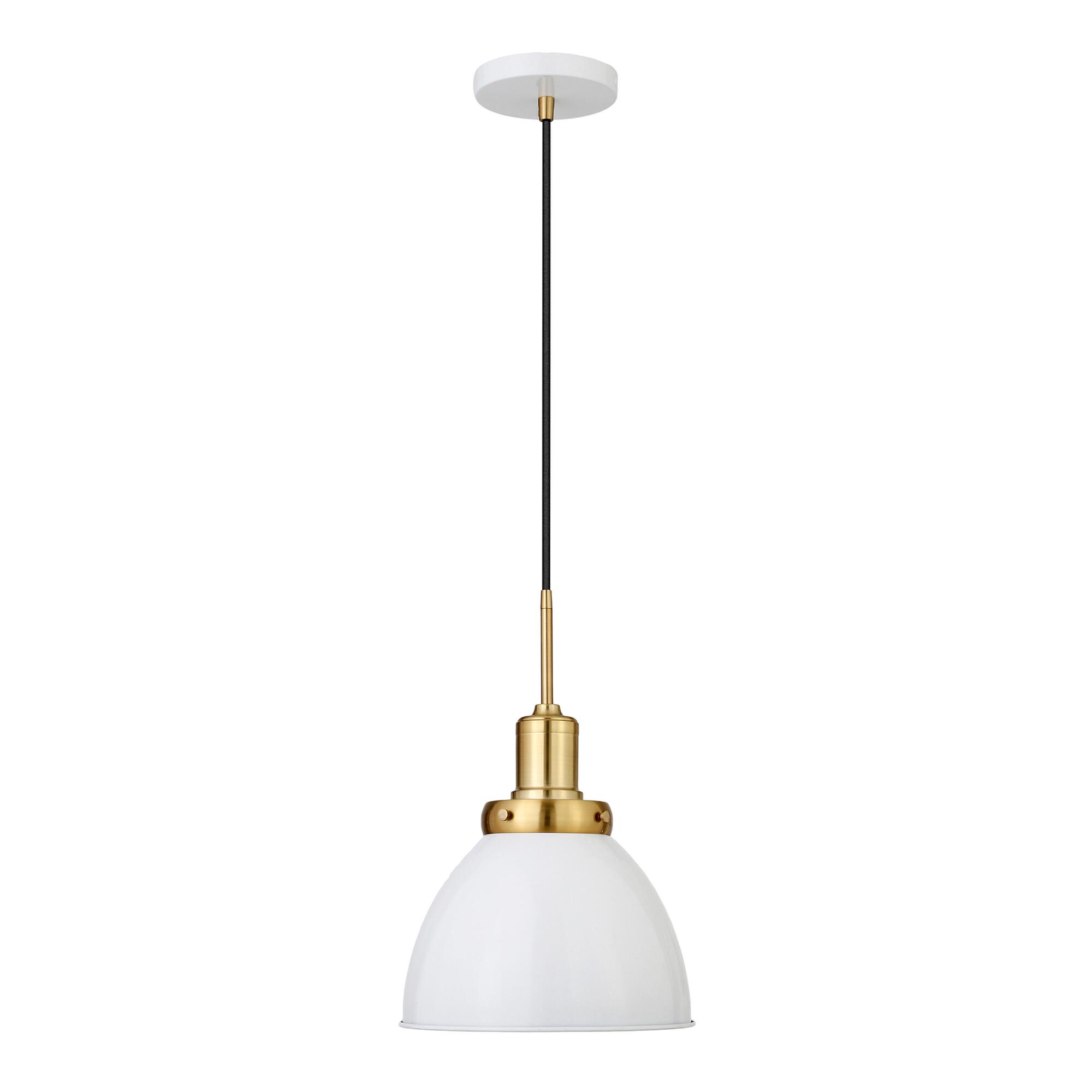 Brass and Metal Dome Iris Pendant Lamp: White by World Market