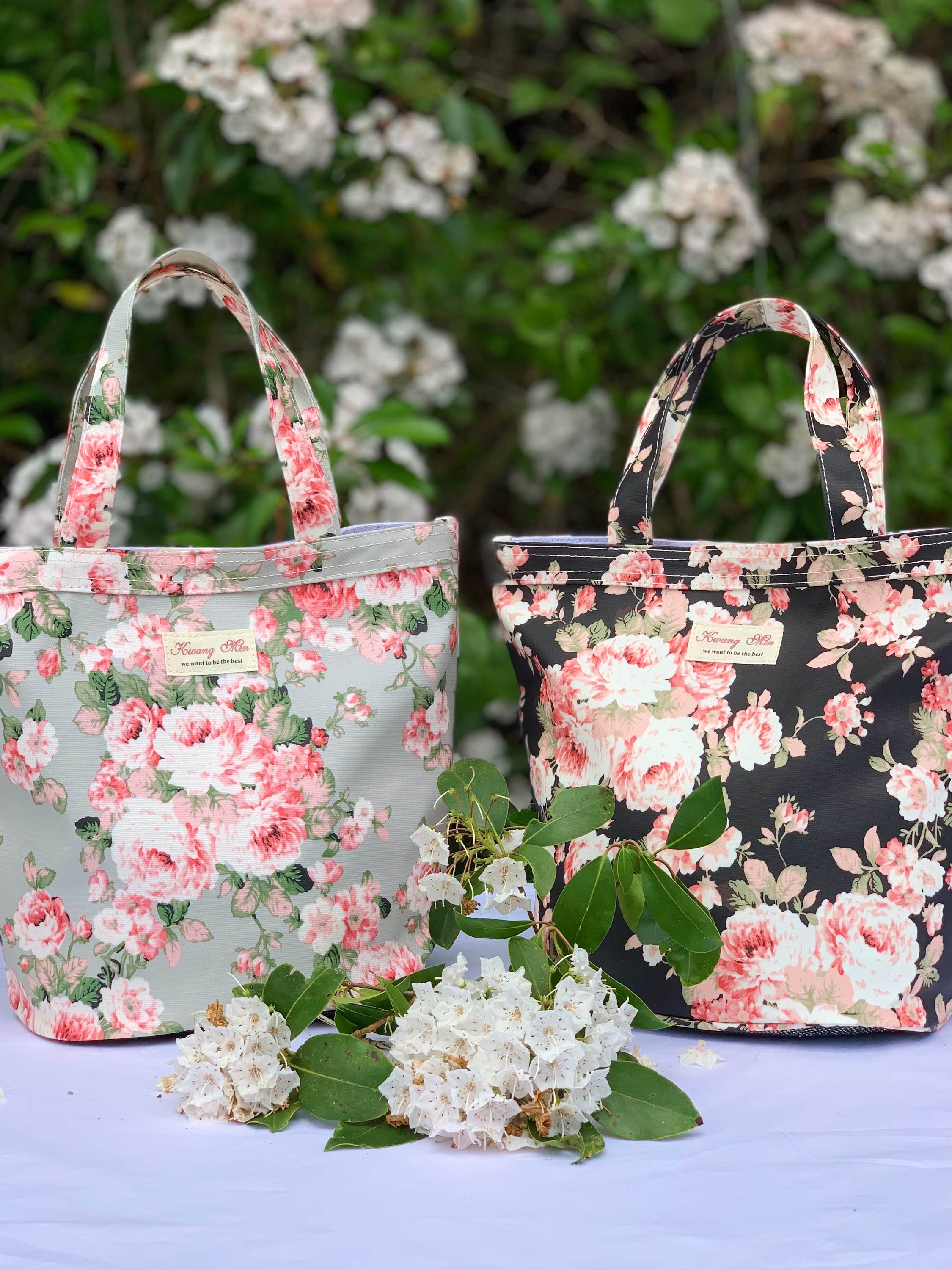 Floral Beige/Black Peony Shower Tote Bag For Dorm, Toiletry Caddy, Air Dry, Light, Easy To Clean, Ideal Organizer For Travel, Marina