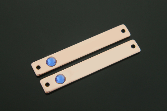 September On Stamping Blank Bar, K3Sa-P, 2 Pcs, 33x5mm, Sapphire, Rose Gold Plated Brass, Personalized Birth Stone Jewelry