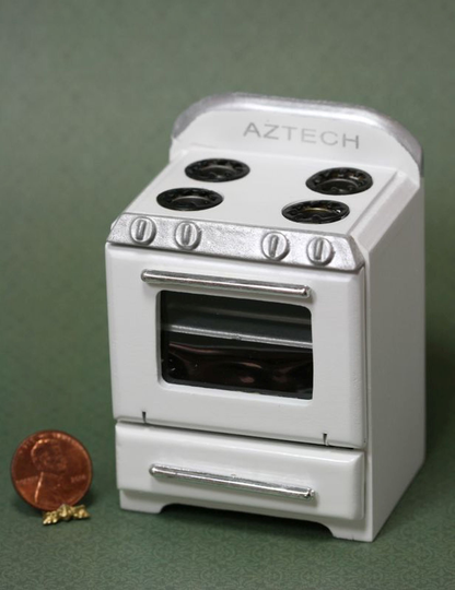 Dollhouse Miniature Retro 1950's Oven Or Stove in White By Town Square Miniatures