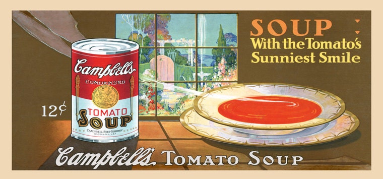 Food Campbells Tomato Soup Kitchen Sunniest Smile American Vintage Poster Repro Free Shipping in Usa