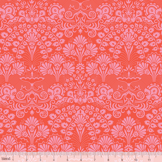 Wild Flowers Coral By Blend Fabrics, Coral Damask Fabric The Yard, Pink Floral Fabrics, Blend Seasons Of Love