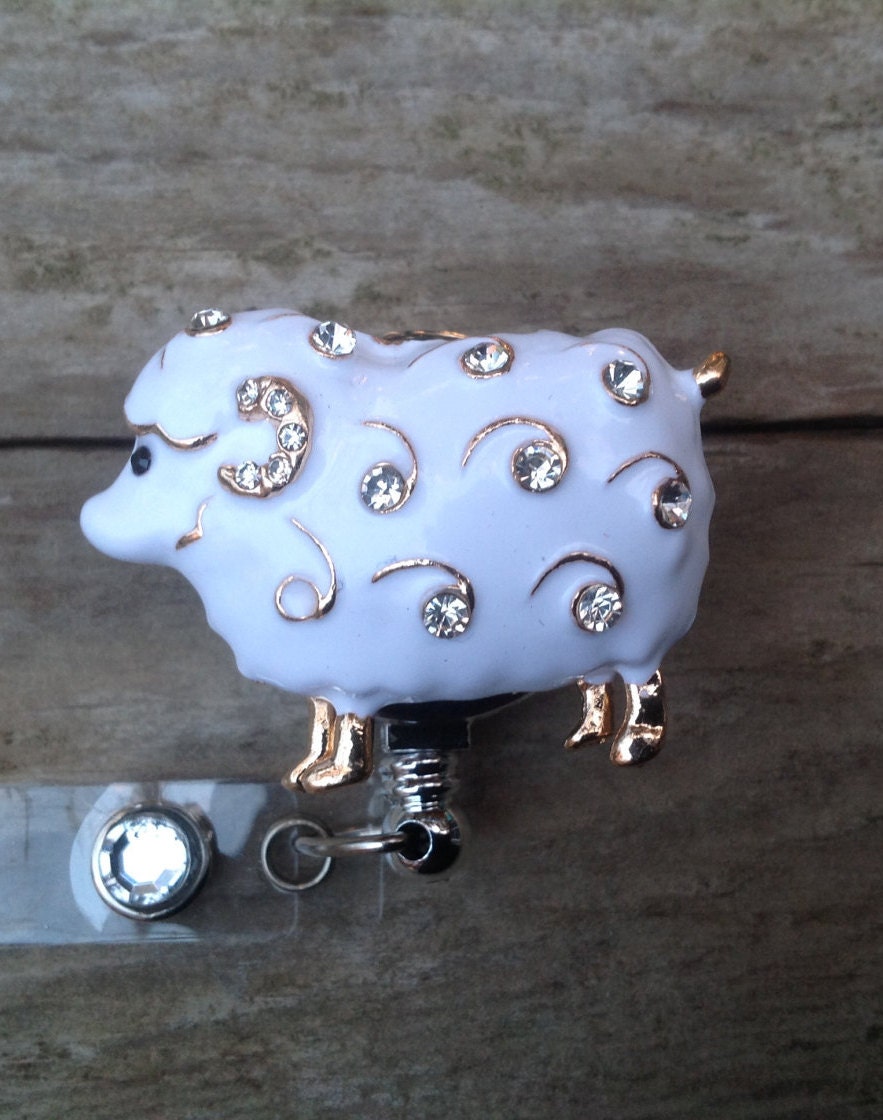 Sheep Retractable Badge Reel, Ram Rn Badge, Brooch Lanyard, Cute Reel, Id Holder, Lamb Jewelry, Rn Graduation Gift, Farm Animal Jewelry