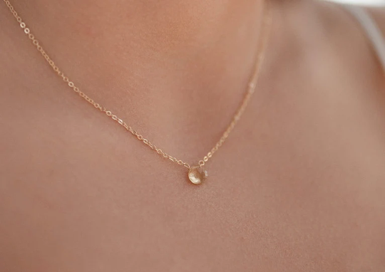 Yellow Citrine Necklace, Pendant, Crystal Dainty November Birthstone, Raw Pendant