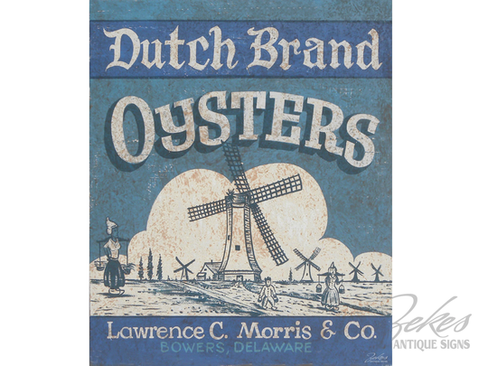 Dutch Brand Oyster Art Print From An Original Hand Painted & Lettered Sign. Can Art, Beach House Decor. Restaurant Or Bar Decor