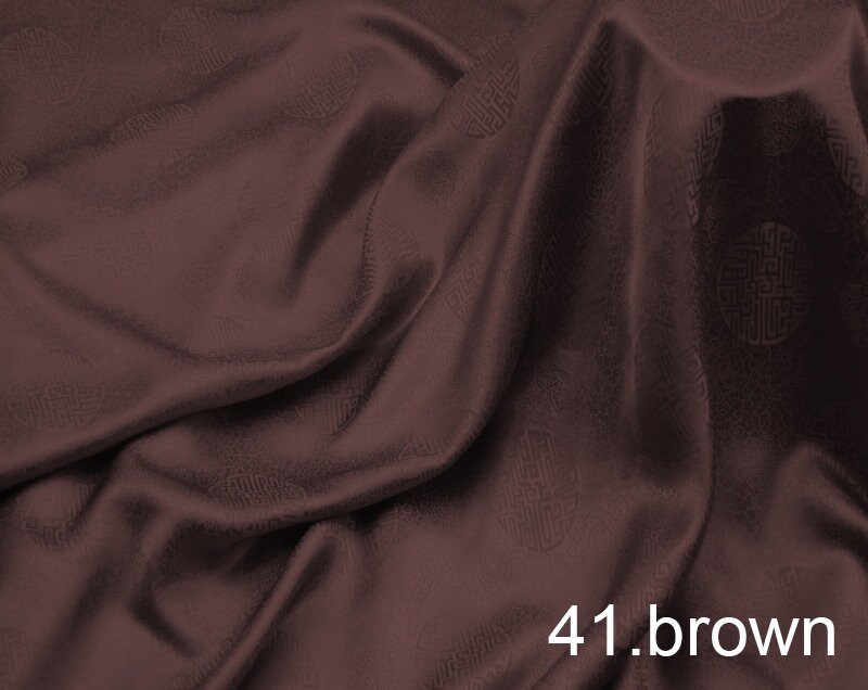 Silk Jacquard Fabric Solid Color 45 Width No.41 Brown Sell By The Yard For Diy Hand Made 100% Mulberry