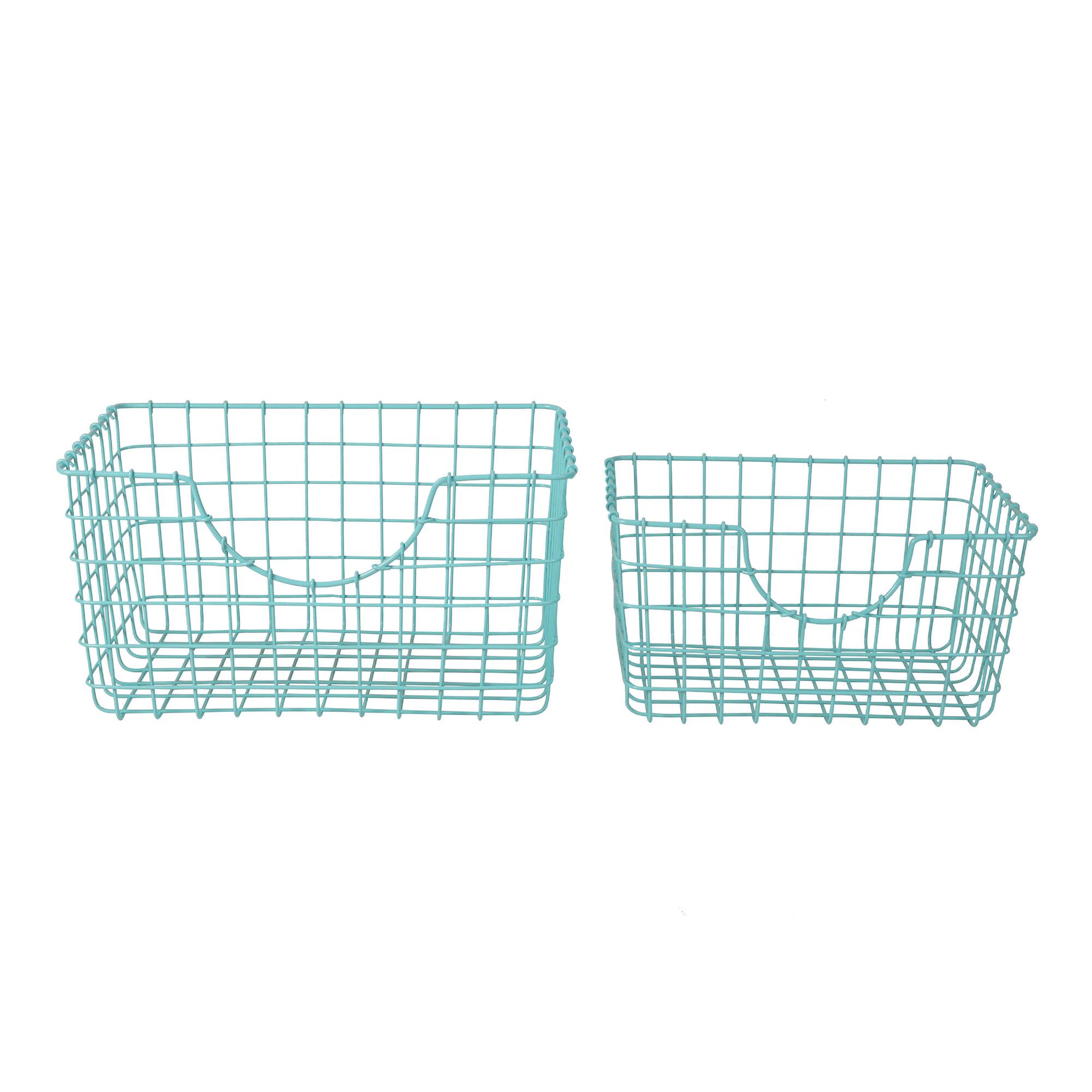 Aqua Wire Wilson Storage Basket: Blue - Metal - Small by World Market